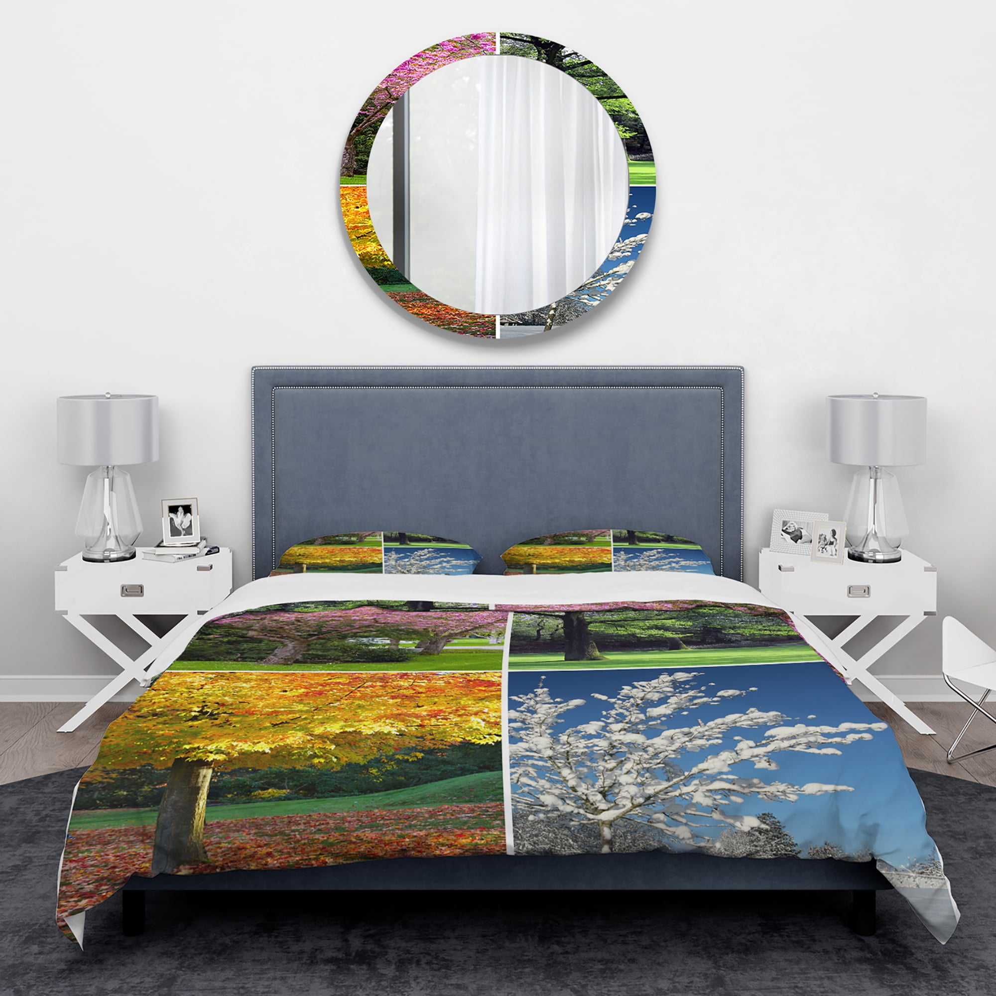 Designart 'Four Seasons Trees Collage' Traditional Duvet Cover Set