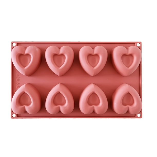 Molde de silicona para repostería, postres y pasteles, con 8 agujeros en forma de corazón, ideal para hornear donas.