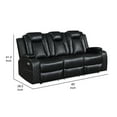 thumbnail image 5 of Benjara Nova 85 Inch Dual Power Recliner Sofa, Theater Lit, Faux Leather, Black, 5 of 6