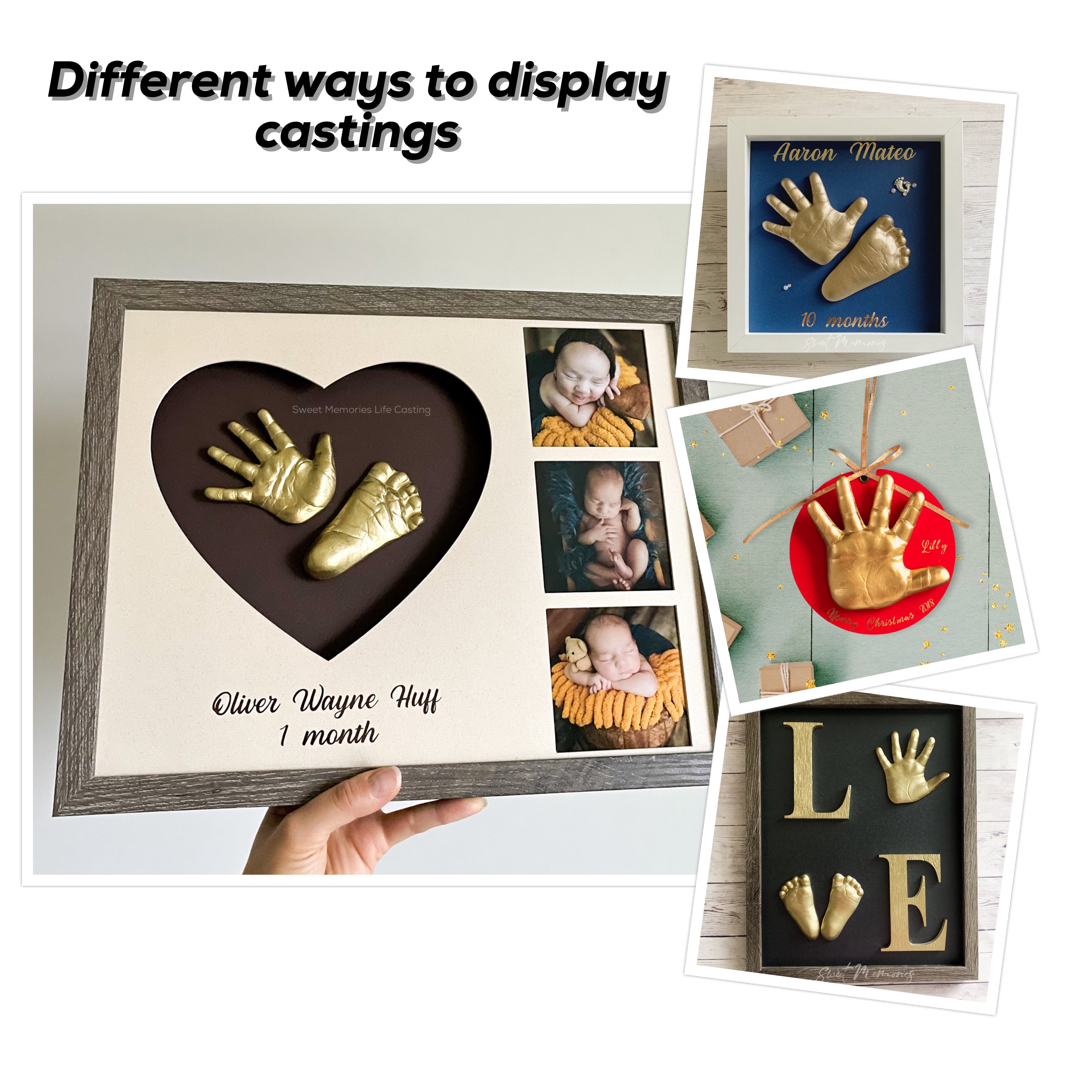 Sweet Memories Baby Hands and Feet Casting kit for Babies 0-9 Months, Makes 2-8 Casts - DIY Hand and Footprint Keepsake, Infant Imprints, New mom Baby Shower Christmas Gift