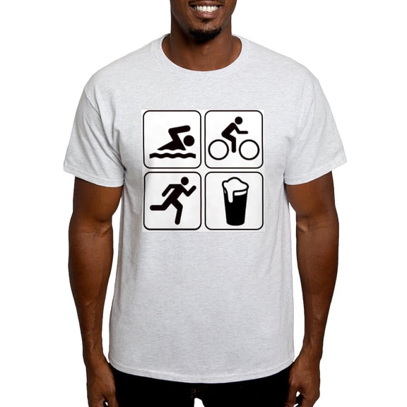 CafePress - Swim Bike Run Drink Light T Shirt - Men's Classic Graphic T-Shirt