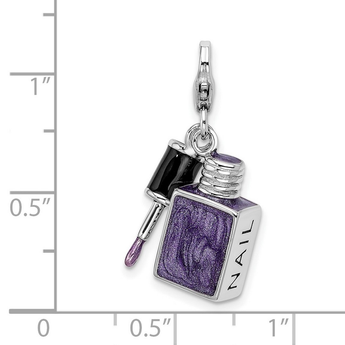 925 Sterling Silver Polished Fancy Lobster Closure Enameled 3-d Nail Enamel With Lobster Clasp Charm 29x16mm Wide Pendan