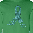 thumbnail image 4 of Inktastic Ovarian Cancer Awareness Teal Ribbon Made of Hearts Long Sleeve T-Shirt, 4 of 5