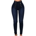 thumbnail image 2 of LoyisViDion Woman Pants Clearance Fashion Women'S Pocket Pants Solid Jeans Casual Pants Low Waist Trousers Navy 14(XXXL), 2 of 8