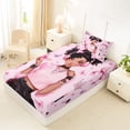 thumbnail image 4 of Castle Fairy Cute Black Girl Twin Sheets 3pcs,Butterfly Crown Pattern Bedding,Pink Black,1 Fitted Sheet, 1 Flat Sheet and 1 Pillowcase, 4 of 6