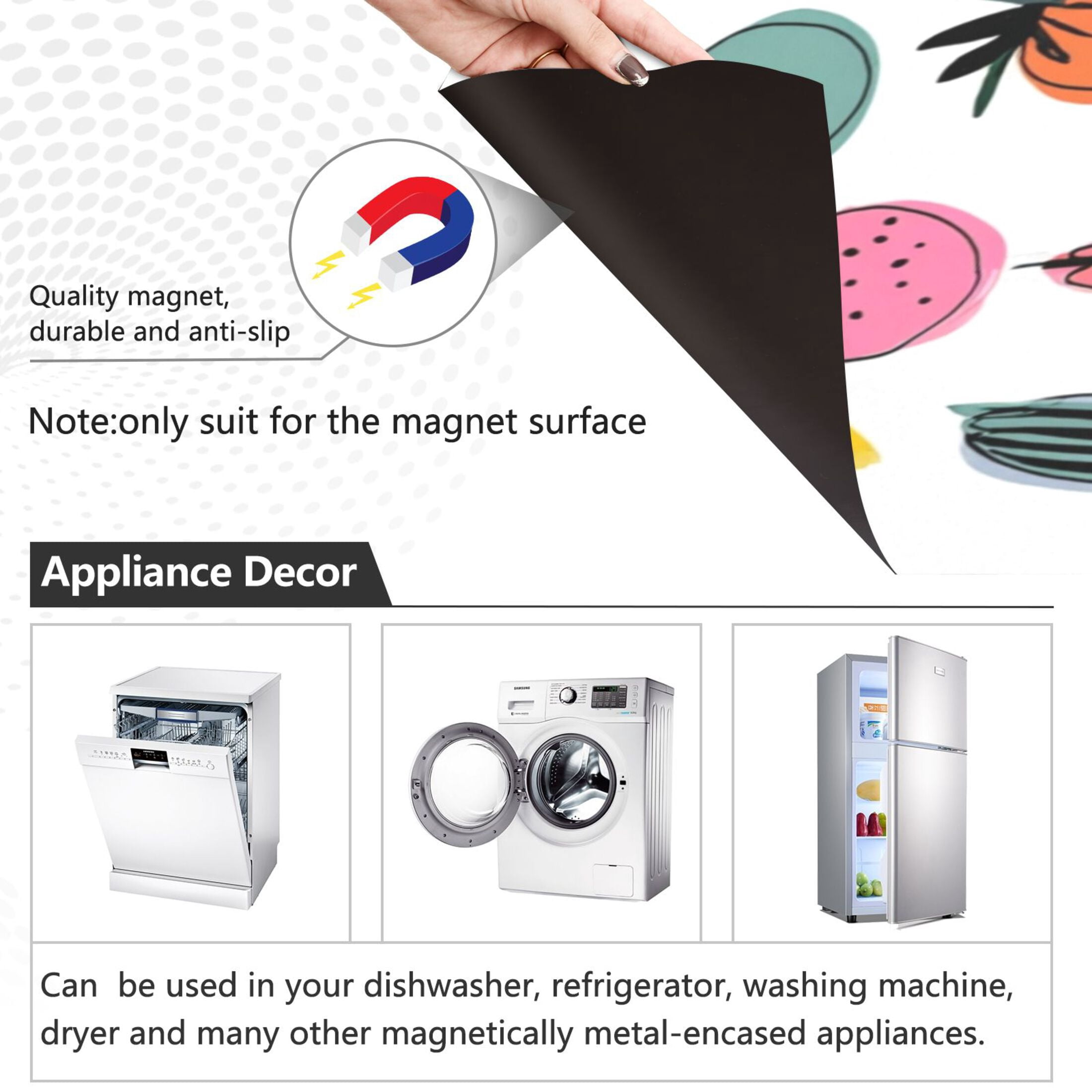 IAUYY Magnetic decorative sticker - 23x26 Inch PVC Refrigerator Decorative Cover, Removable DIY Art for Kitchen Appliances Colorful Vegetables