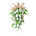 thumbnail image 3 of predolo Artificial Flower Wreath Teardrop Tulip Swag Wall Decor for Wedding Party Spring White, 3 of 8