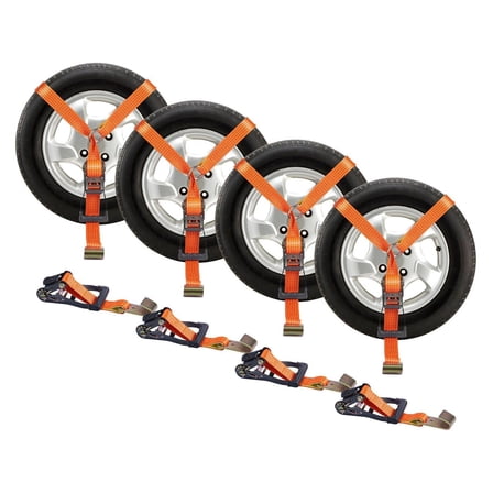 Car Tie Down Straps 2" x 120", 4-Pack - Lasso Motorcycle Straps, 5512LBS WLL, Heavy Duty Ratchet Straps for Trailer, ATV, Van, SUV, UTV