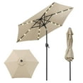 thumbnail image 2 of Costway 7.5 ft Solar Powered Patio Umbrella with LED Lights Push Button Tilt Crank Handle Beige, 2 of 10