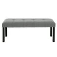 thumbnail image 5 of Modern Tufted Linen Dining Bench, Farmhouse Upholstered Entryway Bench with Black Rubber Wood Legs, Versatile for Kitchen, Bedroom, Hallway, Gray, 5 of 9