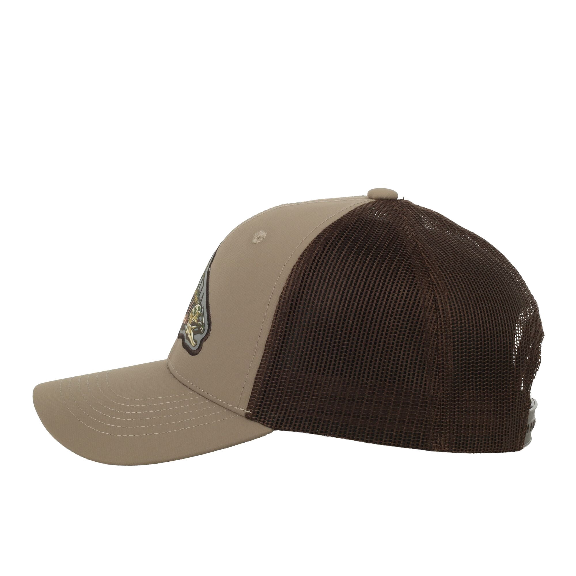 Outdoor Cap Bone Trout Patch Cap – Unstructured Mesh Back Snapback, One Size, Khaki/Brown