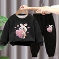 thumbnail image 2 of Odeerbi Kids Boys Girls Winter Warm Fleece Sweatsuits Two Piece Outfits Set Cartoon Printed Sweatshirt Jogger Pants Tracksuit Set Children Plush Loose Pullover Sweater Casual Hoodie Black, 2 of 4