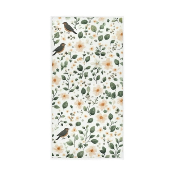 Floral Pattern with Birds Face Towel Absorbent Hand Towels Bath Sport Gym