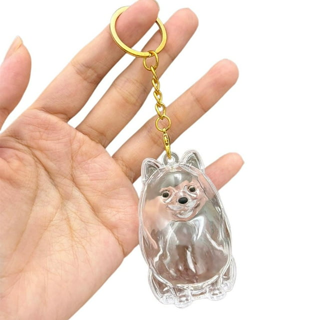 Cute Dog Shape Pet Hair Storage Keychain, Transparent Capsule Container for Cat Dog Fur Memorial, Unique Pet Keepsake Charm for Collars, Backpacks & Keys - 5.43 Inch