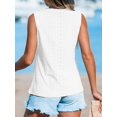 thumbnail image 2 of CUPSHE Women Tops Sleeveless Tank Cutout Blouse Crew Neck Shirt Lace Tee Summer Casual Dressy,White, 2 of 5