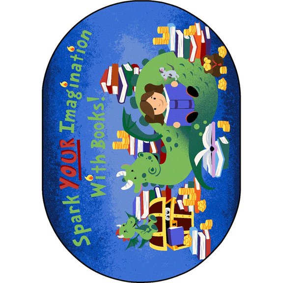 Joy Carpets Kid Essentials Reading Cave 7'8" x 10'9" Oval Area Rug in Color Multi