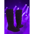 thumbnail image 5 of Bottes et Chaussures pour Femmes à Talon Plat Décontractées, à Enfiler, à Enfiler, Mollet Grand, Hauteur Genou Mi-Mollet ( Violet, 5), 5 of 5