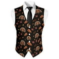 thumbnail image 5 of Yuyamidu Thanksgiving Turkey Men's Suit Vest for Wedding Prom Business Formal Dress Waistcoat Vest with 3 Pockets Fall Maple Leaves V-Neck Vests Size XL, 5 of 7