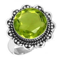 925 Sterling Silver Ring For Women - Men Green Peridot Quartz Gemstone Silver Ring Size 9.5 August Birthstone Hand Made Silver Ring Size 9.5 Birthday Gift For Mom Gemstone 925 Silver Jewelry