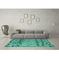 thumbnail image 3 of Ahgly Company Machine Washable Indoor Rectangle Abstract Turquoise Blue Modern Area Rugs, 6' x 9', 3 of 4