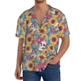 thumbnail image 2 of Disketp Men's Hawaiian colorful Skull sunflower Print Shirts Button Down Holiday Beach Shirts-XX-Large, 2 of 5
