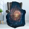 thumbnail image 4 of Outer Space Soft Flannel Fleece Throw Blanket, Spiral Galaxy Expanse Beyond Milky Way Planet Astral Space Art, Cozy Plush for Indoor and Outdoor Use, 50" x 70", Petrol Blue Peach, by Ambesonne, 4 of 5
