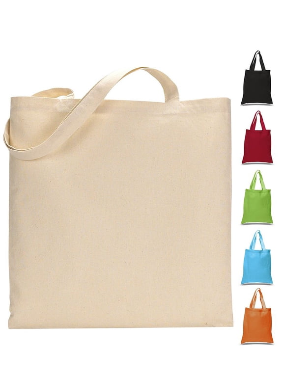 Set of 12 Reusable Cotton Tote Bag Grocery Shopping Art & Crafts Assorted Colors