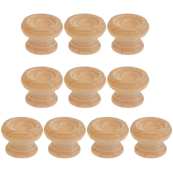 HORIALENCE 10Pcs Cabinet Door Knob Round Wood Drawer Handles for Furniture Hardware Knobs in Mushroom Shape