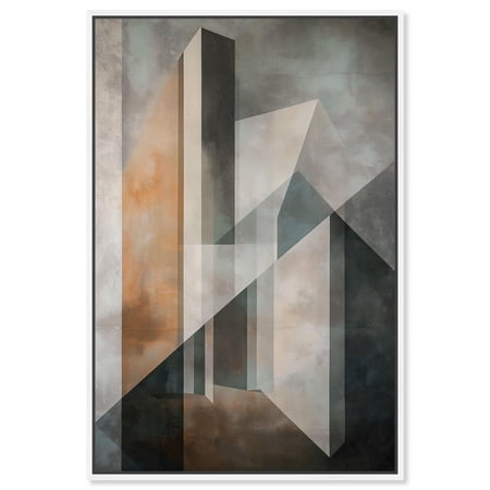 Spatial Geometry Canvas Modern Geometric Art by Art Remedy White Frame 36 x 54