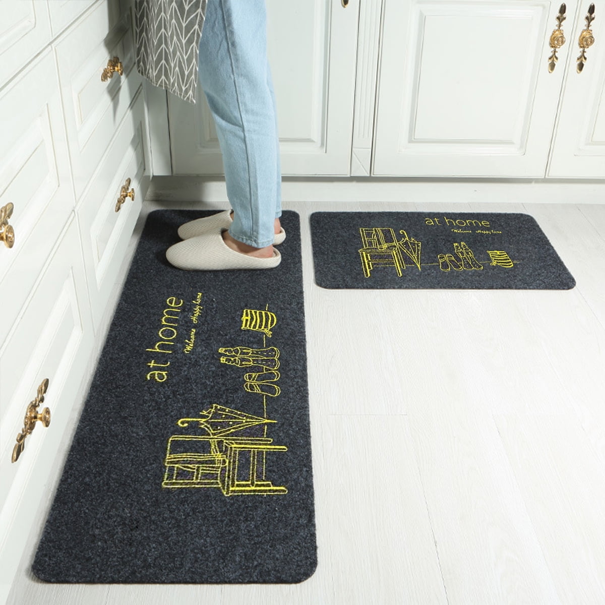 Kitchen Rug Sets ,2 Piece (16x47"+16"x24" )Non Slip Kitchen Floor Mats