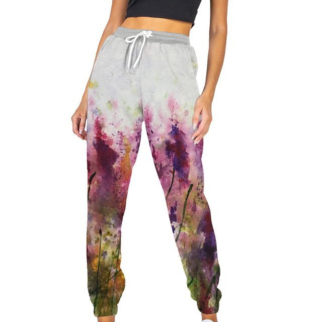Pantalones de cintura elástica con estampado informal a la moda para mujer, pantalones largos rectos, pantalones de chándal Fridja alkflakhf32409