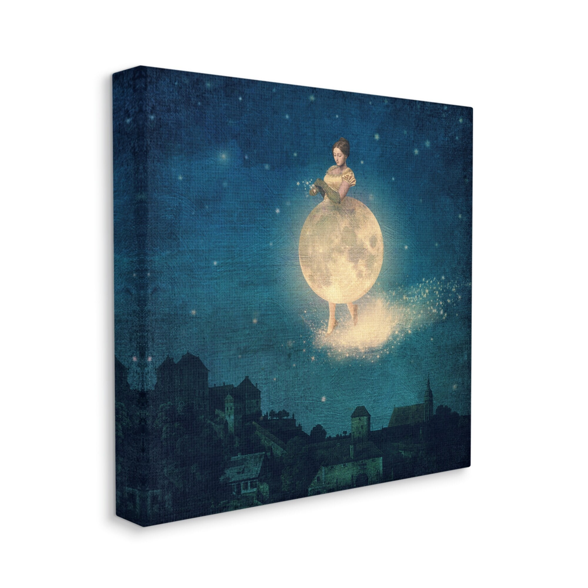 Stupell Industries Surreal Lunar Woman Nighttime Stars Cityscape Canvas Wall Art, 36 x 36, Design by Paula Belle Flores
