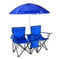 thumbnail image 3 of Folding Chair Foldable Portable Camping Outdoor Beach Lawn Chair with Sunshade Ice Bag for Two People, 3 of 7