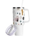 thumbnail image 2 of SKYSONIC Insulated Tumblers with Lids and Straws Handles 40oz Water Bottle Cute Hedgehog White Travel Mug Reusable Stainless Steel Thermos Vacuum, 2 of 7