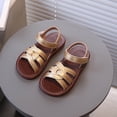 thumbnail image 2 of BOBOGOJP Little Girl's Closed Toe Summer Princess Flat Flower Sandals Toddler Sandals Gold for Size 8, 2 of 6