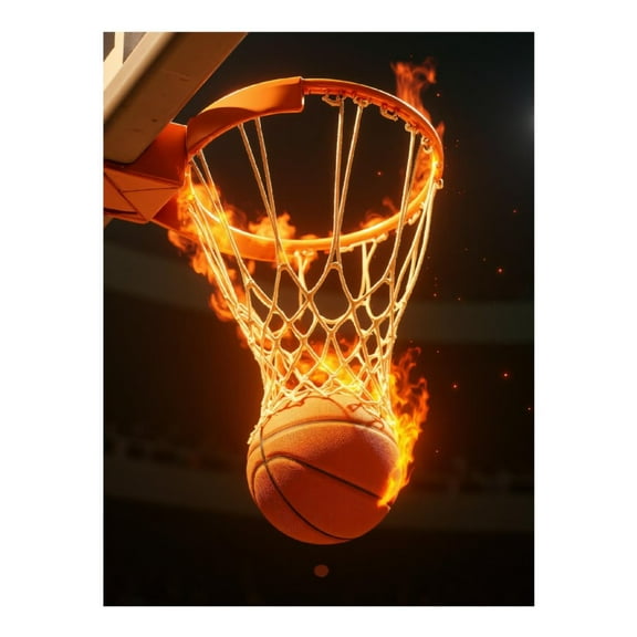 Diamond Art Kit for Adults, Basketball Fiery Net Action Diamond Painting for Adults Beginners, DIY Diamond Art Painting Kits, 5D Diamond Painting Crafts for Home Decor 12x16 Frameless