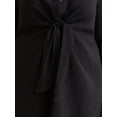 thumbnail image 3 of Terra & Sky Women's Plus Size Tie Front Shirtdress, Sizes 0X-5X, 3 of 4
