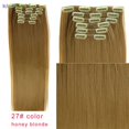 thumbnail image 2 of BadPiggies 24" 16 Clips Long Straight Wig Full Head Clip in Synthetic Hair Extensions 6Pcs Hairpiece for Women (27# Honey Blonde), 2 of 6