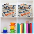 thumbnail image 6 of Yayeee Canvas Storage Basket with Handles for Shelves Fabric Bins Closet Organizer, Blue Sardines Pattern, 6 of 8