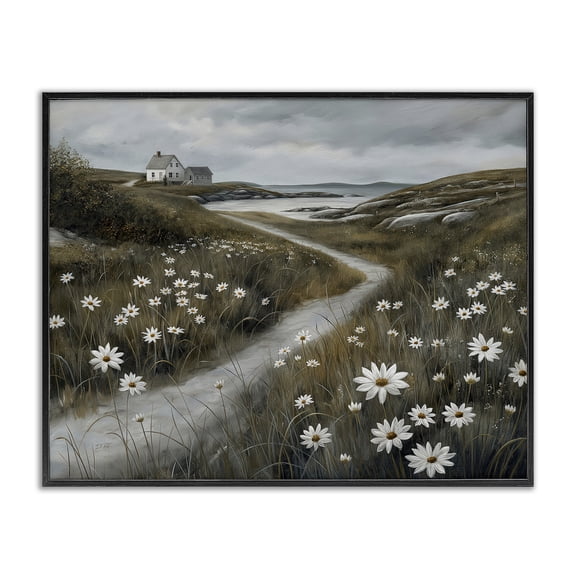 Stupell Industries Daisies Along Coastal Path Black Framed Giclee Art, design by Imagine It Images