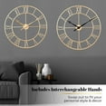 thumbnail image 5 of 30 Inch Wall Clock,Large Champagne Gold Metal Roman Numeral Wall Clock, Modern Wall Clocks for Living Room Decor,House Warming Gifts New Home, 5 of 19
