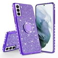 thumbnail image 2 of Samsung Galaxy S21 Plus/S21+Case Glitter Phone Ring Kickstand Girls Women Diamond Sparkly Case Cover for Galaxy S21 Plus/S21+- Purple, 2 of 3