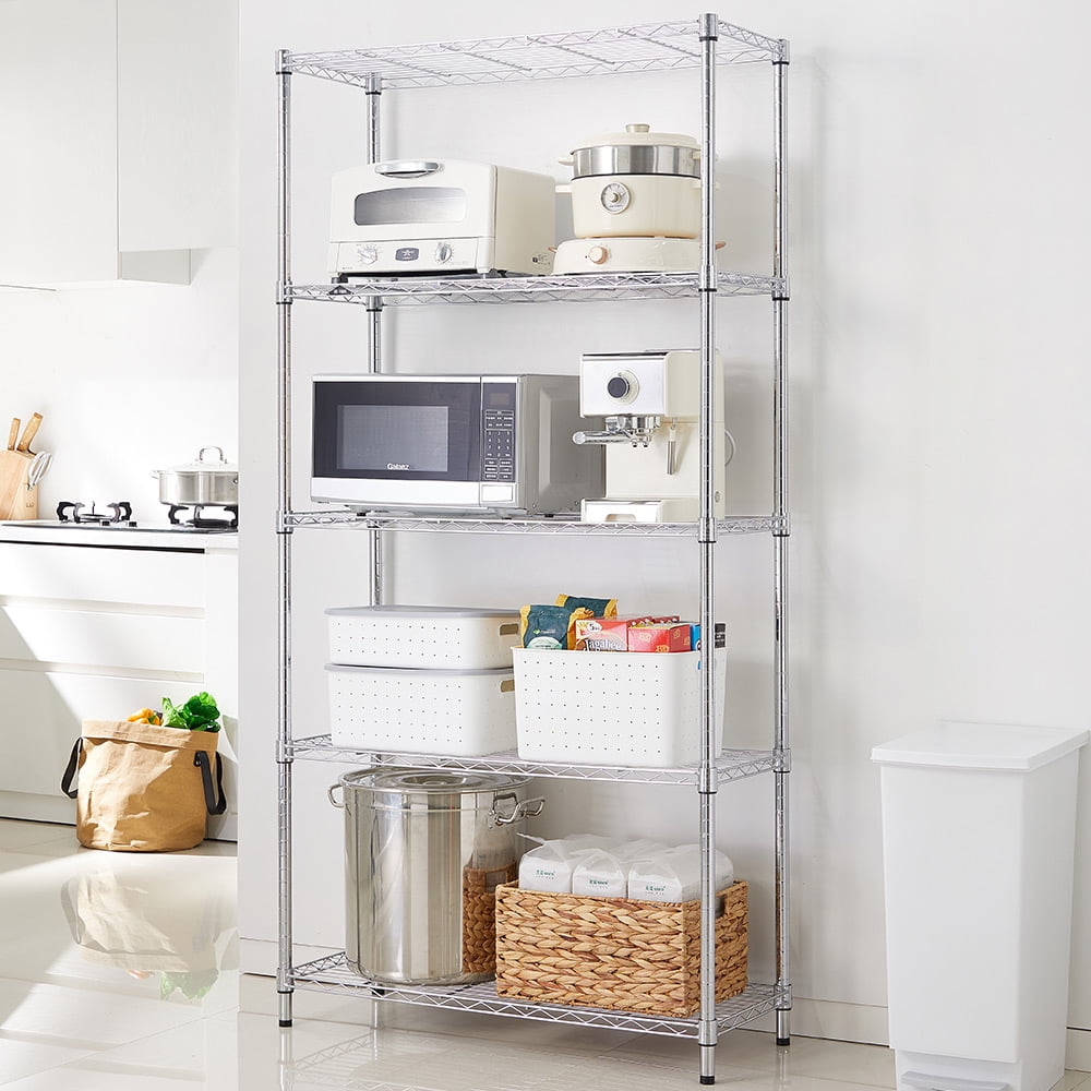 5 tier chrome utility wire shelving unit 14x36x72in