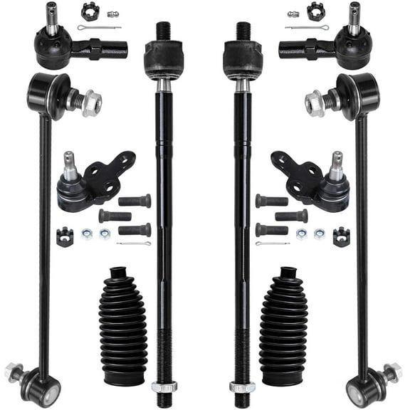Detroit Axle - 10pc Front Suspension Kit for Toyota Avalon Camry Solara ES300 2 Lower Ball Joints 2 Sway Bar End Links 4 Inner Outer Tie Rod Ends 2 Boots Replacement