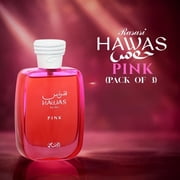 Hawas Pink for Her Eau de Parfum Spray 100ml (3.4 oz) by Rasasi (Pack of 3)