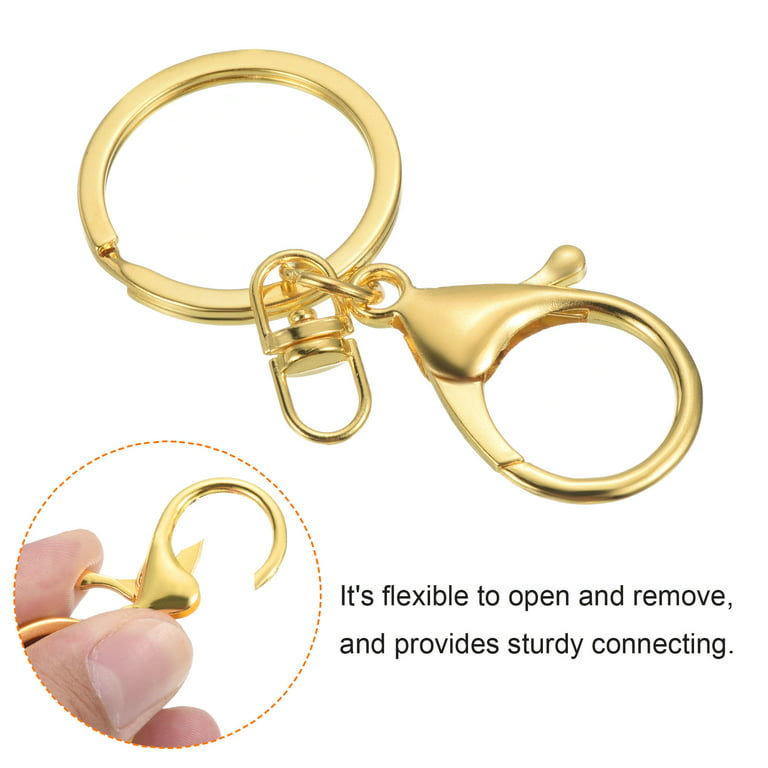 Uxcell Key Chain Rings Lobster Clasps Keyring Keychain Holder, Golden 10  Pack 