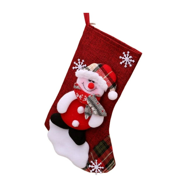 Wosthever Copo de nieve Medias navideñas Embalaje de regalo Caramelo Papá Noel Elk Bear Goodie Bag Colgante Tamaño mediano Showcase Mall Kits de decoración para fiestas Muñeco de nieve Wosthever HA069611-02