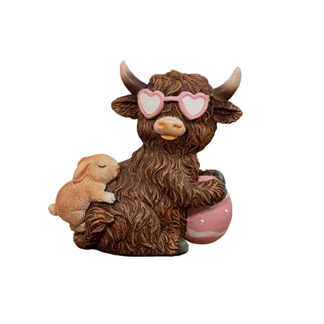 Tauxra Ornement en Résine Vache des Highlands Festif pour Entrée de Maison Décoration Extérieure Cadeau en Résine