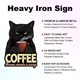 thumbnail image 2 of Letrero de hojalata de gato negro, letreros de hojalata vintage de gato negro y café, póster retro divertido de metal con gato negro, letrero de hojalata vintage divertido, 2 of 7