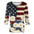 thumbnail image 5 of Htigea Women's American Flag & Flower Shirts 3/4 Sleeve Crewneck Pullover Tops 4th of July 250th Anniversary Tshirts Summer Wear 04 Multicolor XXXXL, 5 of 5